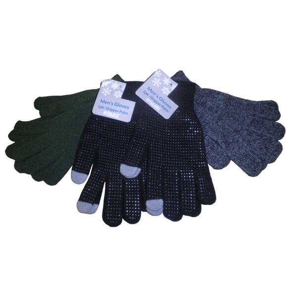 Mens Mission Ridge 4-pack Knitted Gloves, 2 Gripper Palm Gloves and 2 Regular. - Picture 1 of 2